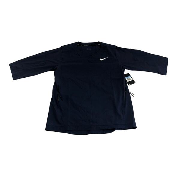Nike Baseball Batting Jacket Mens Medium Navy Blue V Neck 897383-419 MLB Warm Up - Picture 3 of 6